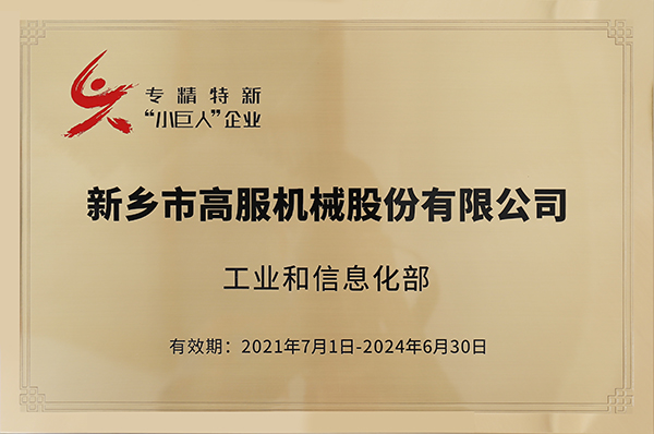 2020年，入選“國家級專精特新小巨人”企業(yè)