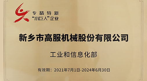 高服入選“專(zhuān)精特新小巨人”企業(yè)